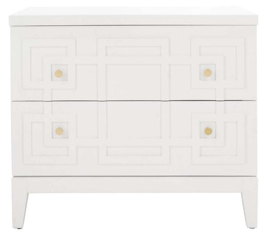 Safavieh - Luiza 2 Drawer Nightstand - White - Gold - NST6602A veiw 1