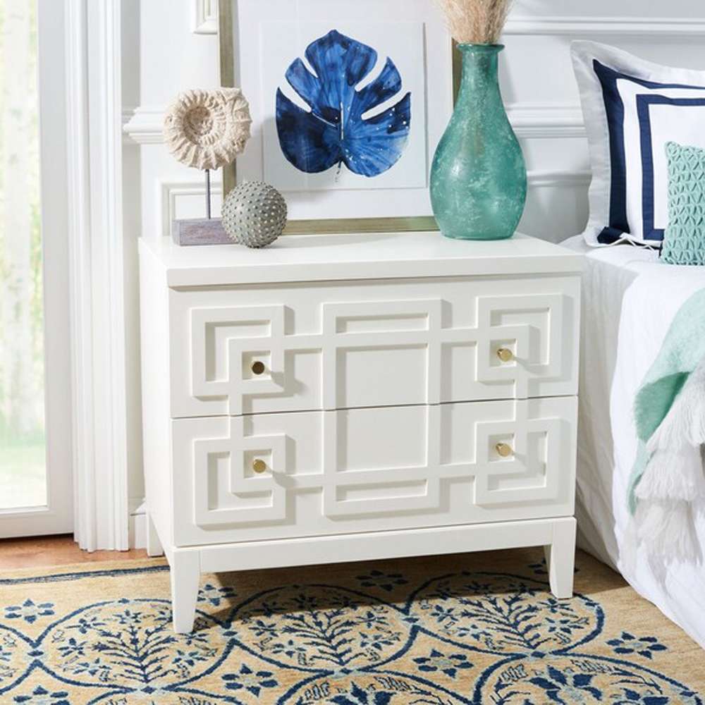 Safavieh - Luiza 2 Drawer Nightstand - White - Gold - NST6602A veiw 3