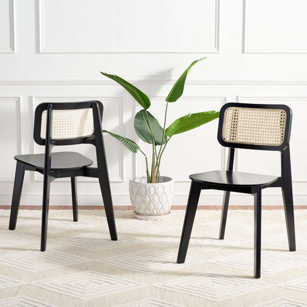 Safavieh - Luz Cane Dining Chair - Black - Natural  (Set of 2) - DCH1006B-SET2 veiw 2