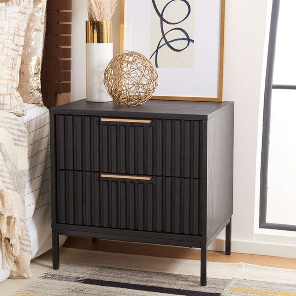 Safavieh - Lylia 2 Drawer Nightstand - Black - Black - NST9605B veiw 3