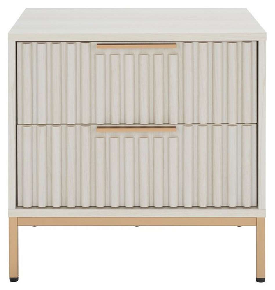 Safavieh - Lylia 2 Drawer Nightstand - White - Gold - NST9605C veiw 1