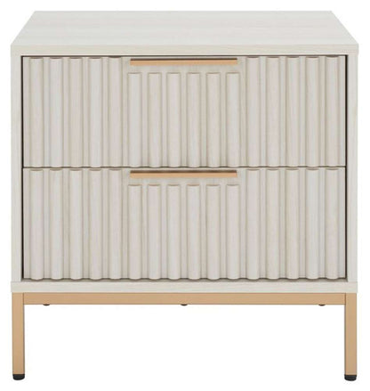 Safavieh - Lylia 2 Drawer Nightstand - White - Gold - NST9605C veiw 1