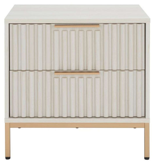Safavieh - Lylia 2 Drawer Nightstand - White - Gold - NST9605C veiw 1