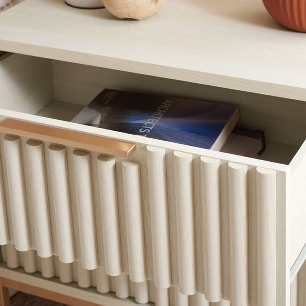 Safavieh - Lylia 2 Drawer Nightstand - White - Gold - NST9605C veiw 2