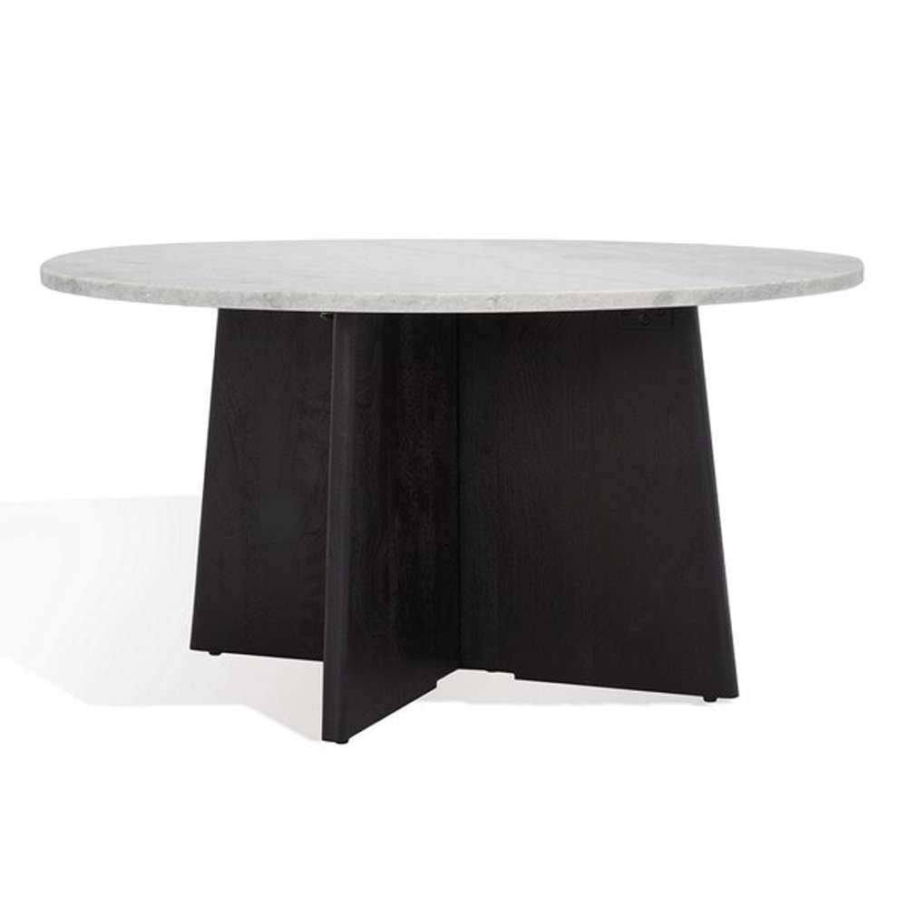 Safavieh - Couture - Madilynn Round Wood Coffee Table - Black - Light Grey - SFV9707B veiw 4