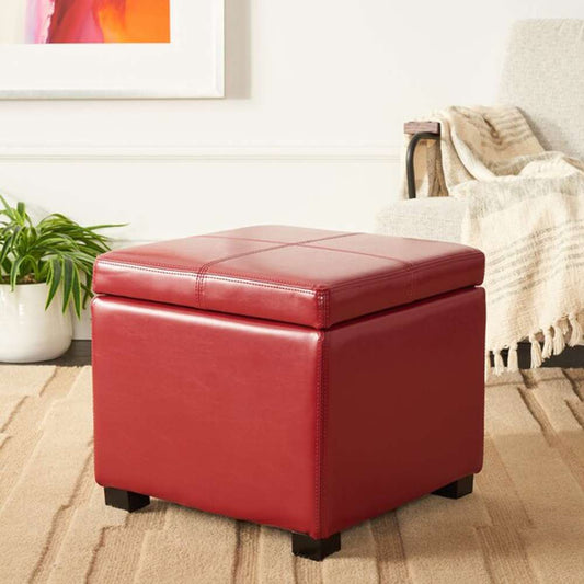 Safavieh - Madison Sq Ottoman - Red - HUD8228R veiw 2