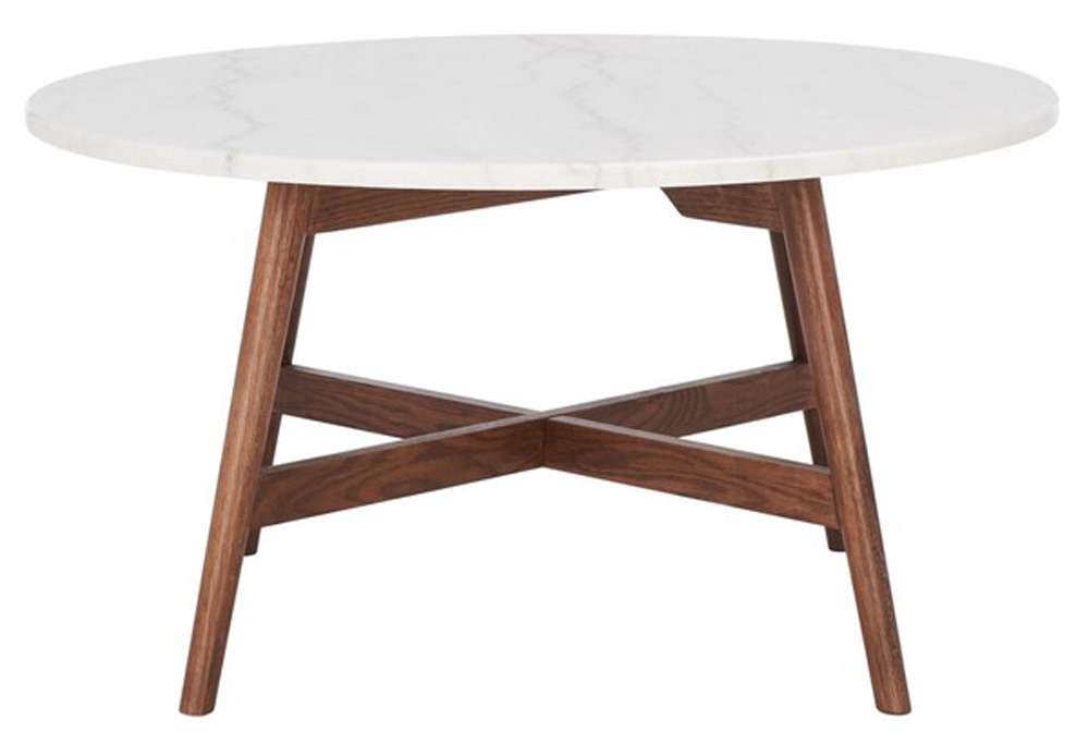 Safavieh - Maja Round Marble Coffee Table - Marble - Walnut - COF8101A veiw 1