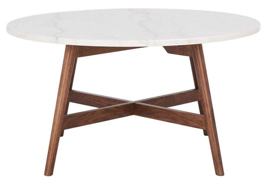 Safavieh - Maja Round Marble Coffee Table - Marble - Walnut - COF8101A veiw 1