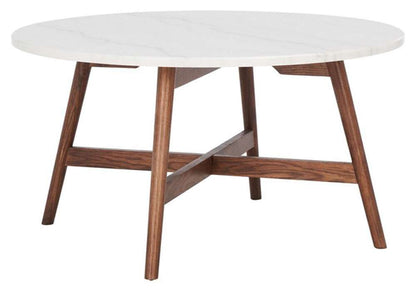 Safavieh - Maja Round Marble Coffee Table - Marble - Walnut - COF8101A veiw 3