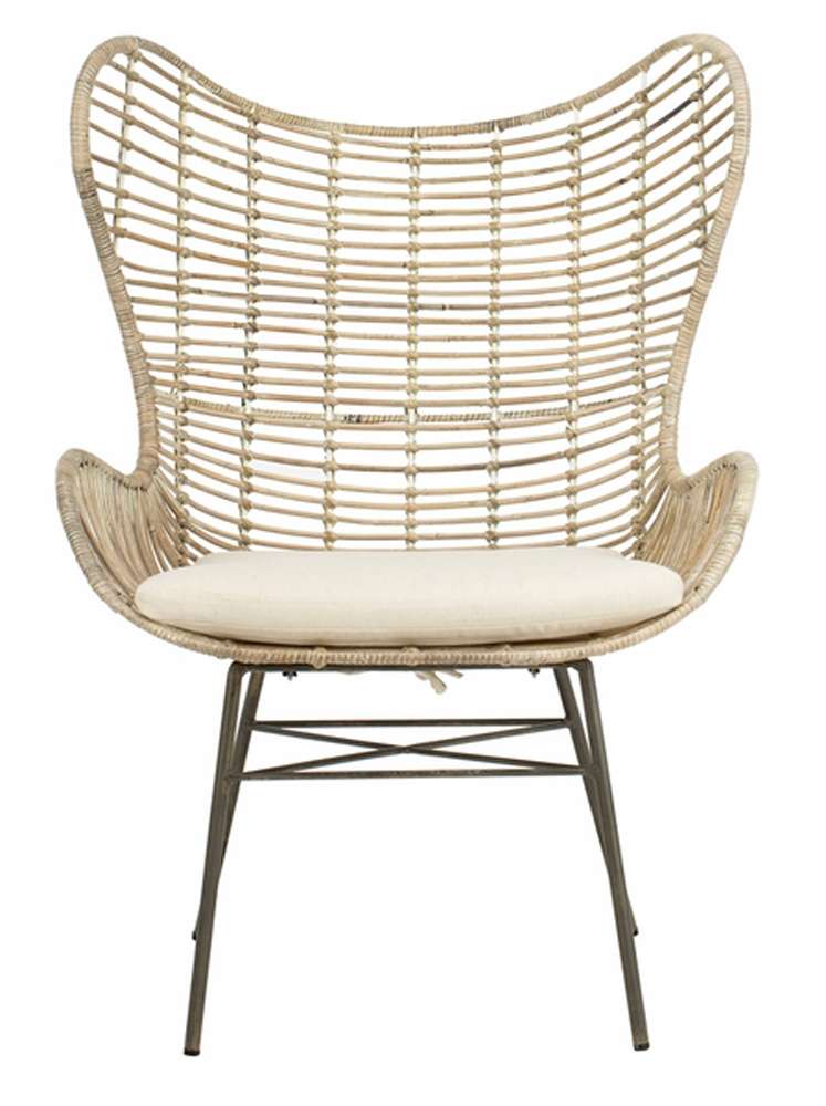 Safavieh - Malia Rattan Wingback Armchair - White - Grey White Wash - ACH6500A veiw 1