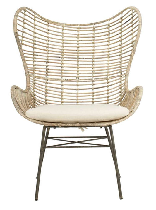 Safavieh - Malia Rattan Wingback Armchair - White - Grey White Wash - ACH6500A veiw 1