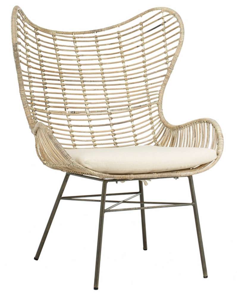 Safavieh - Malia Rattan Wingback Armchair - White - Grey White Wash - ACH6500A veiw 3