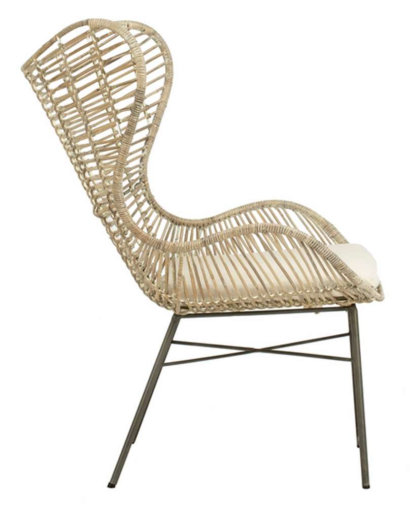 Safavieh - Malia Rattan Wingback Armchair - White - Grey White Wash - ACH6500A veiw 4