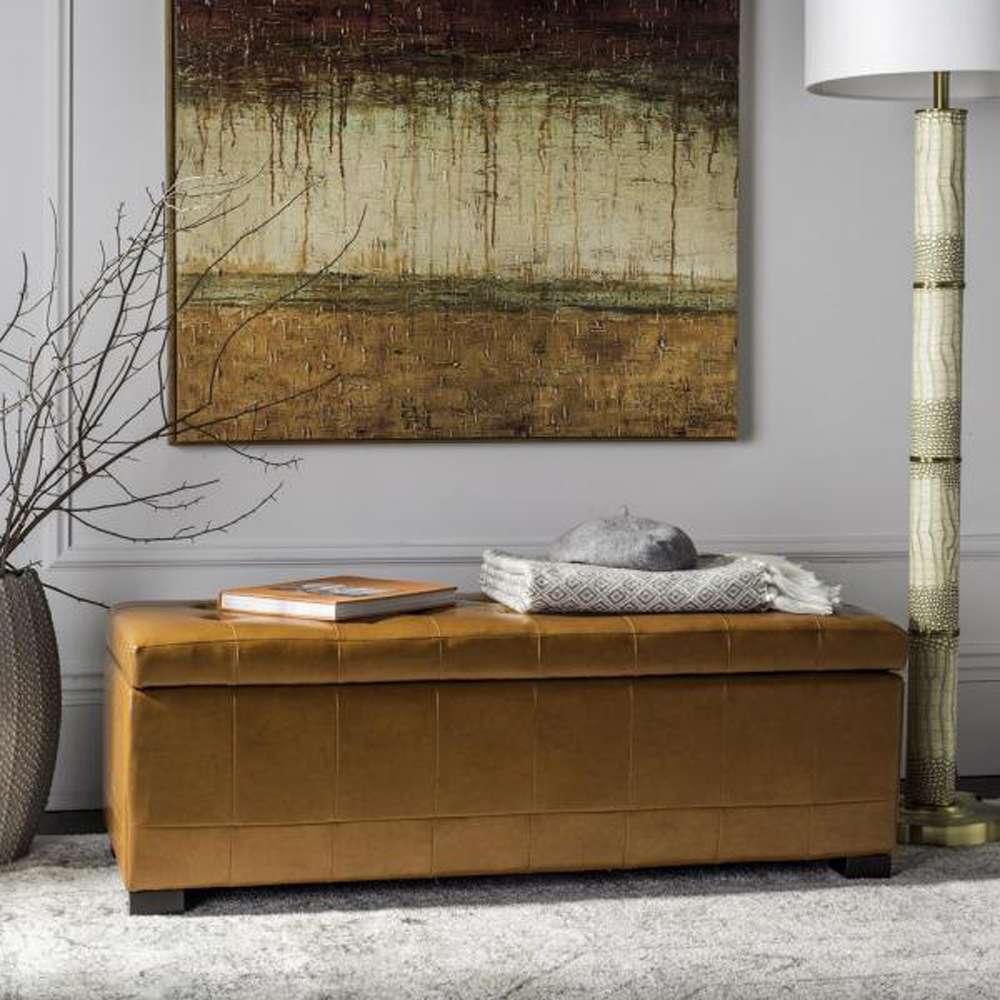 Safavieh - Manhattan Lg Storage Ottoman - Saddle - HUD4200C veiw 3