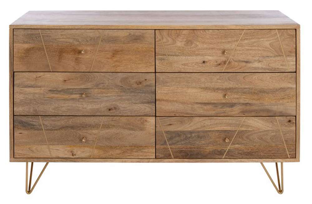 Safavieh - Couture - Marigold 6 Drawer Dresser - Natural - Gold - SFV5710A veiw 1