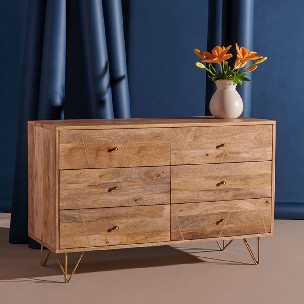 Safavieh - Couture - Marigold 6 Drawer Dresser - Natural - Gold - SFV5710A veiw 2