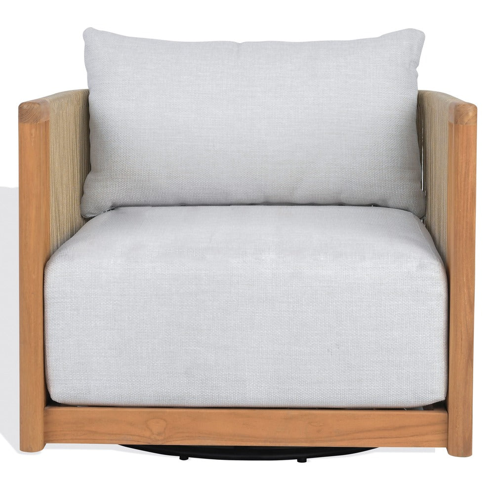 Safavieh - Marina Brazilian Teak Swivel Patio Chair / Natural Teak / White - CPT1083A view 1