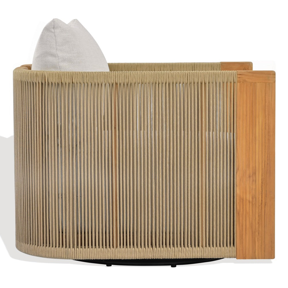 Safavieh - Marina Brazilian Teak Swivel Patio Chair / Natural Teak / White - CPT1083A view 2