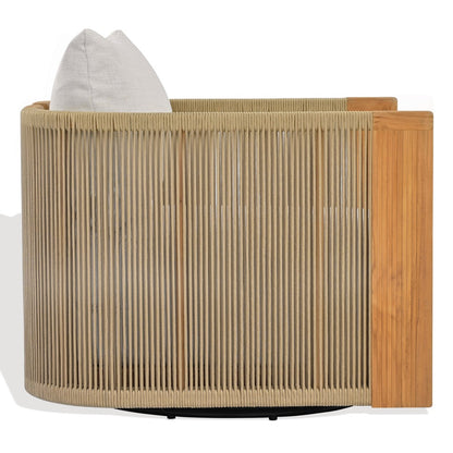 Safavieh - Marina Brazilian Teak Swivel Patio Chair / Natural Teak / White - CPT1083A view 2