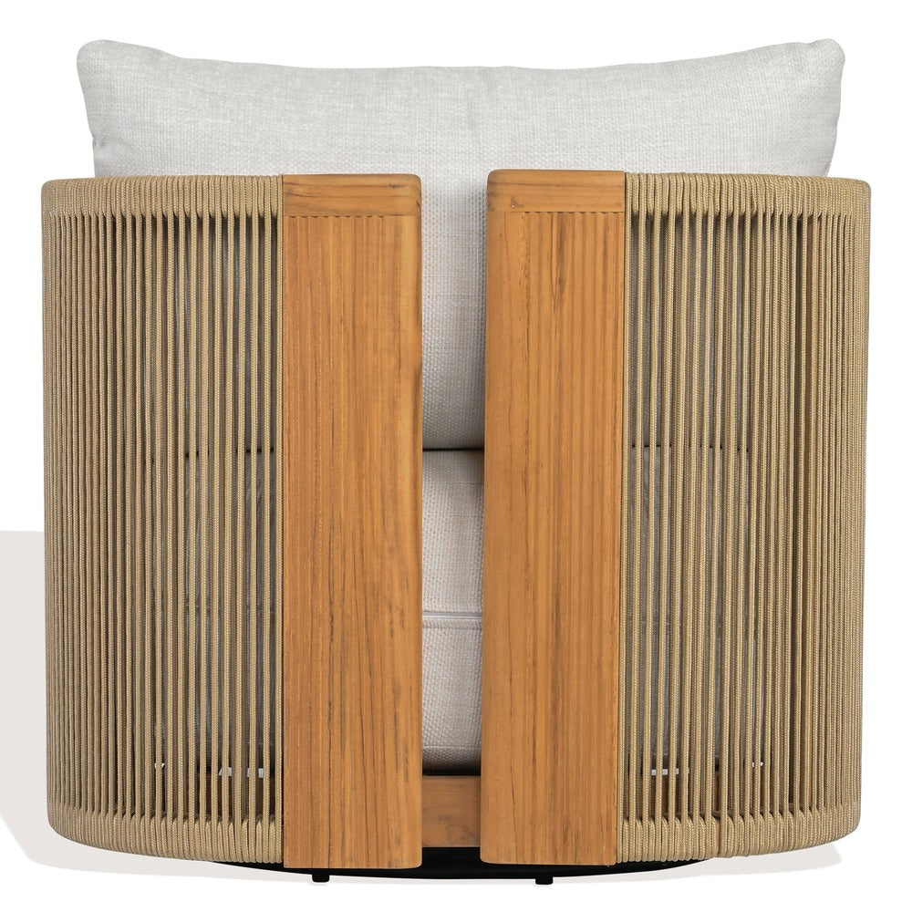 Safavieh - Marina Brazilian Teak Swivel Patio Chair / Natural Teak / White - CPT1083A view 3