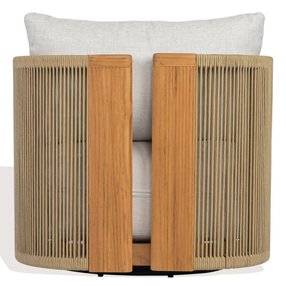 Safavieh - Marina Brazilian Teak Swivel Patio Chair / Natural Teak / White - CPT1083A view 3