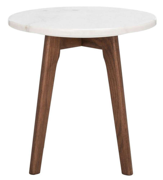 Safavieh - Marini Round Marble End Table - Marble - Walnut - ACC8100A veiw 1
