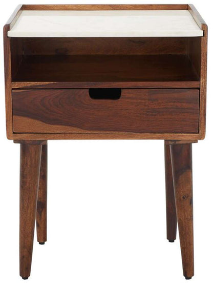 Safavieh - Marion 1 Drawer Nightstand - Walnut - White - NST3700A veiw 1