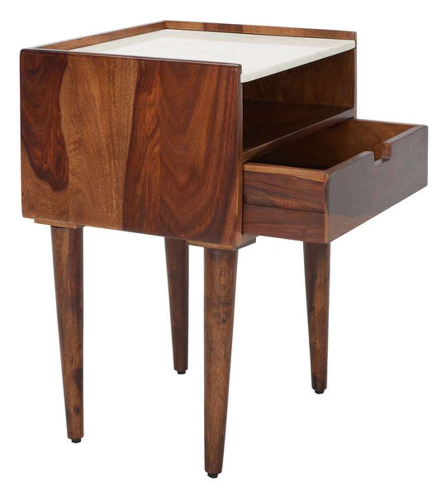 Safavieh - Marion 1 Drawer Nightstand - Walnut - White - NST3700A veiw 2