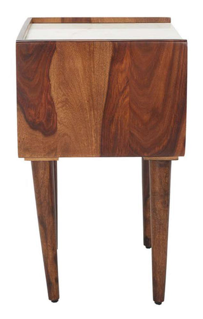 Safavieh - Marion 1 Drawer Nightstand - Walnut - White - NST3700A veiw 3