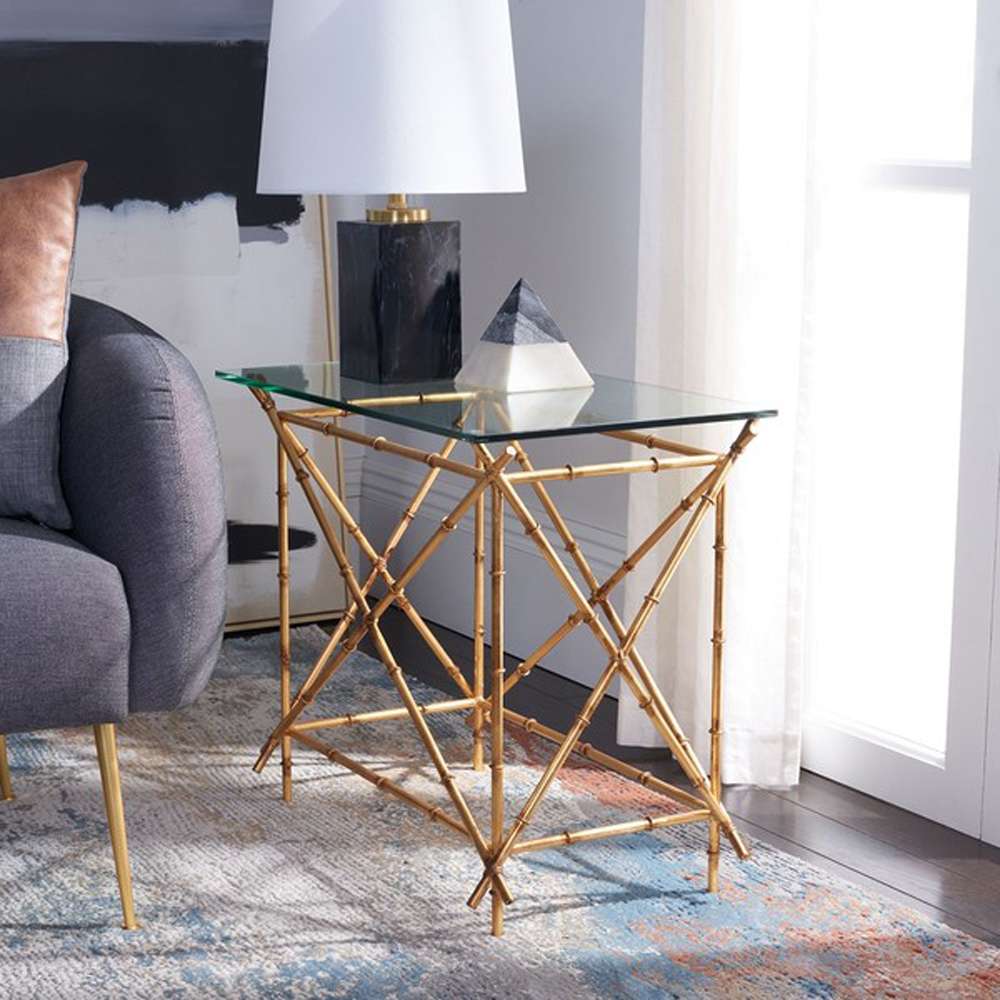Safavieh - Mark Accent Table - Gold - Clear - FOX2511A veiw 2