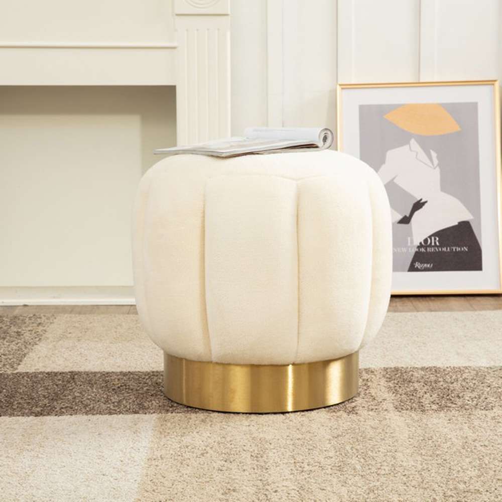 Safavieh - Couture - Maxine Channel Tufted Ottoman - Creme - Gold - SFV4707O veiw 2