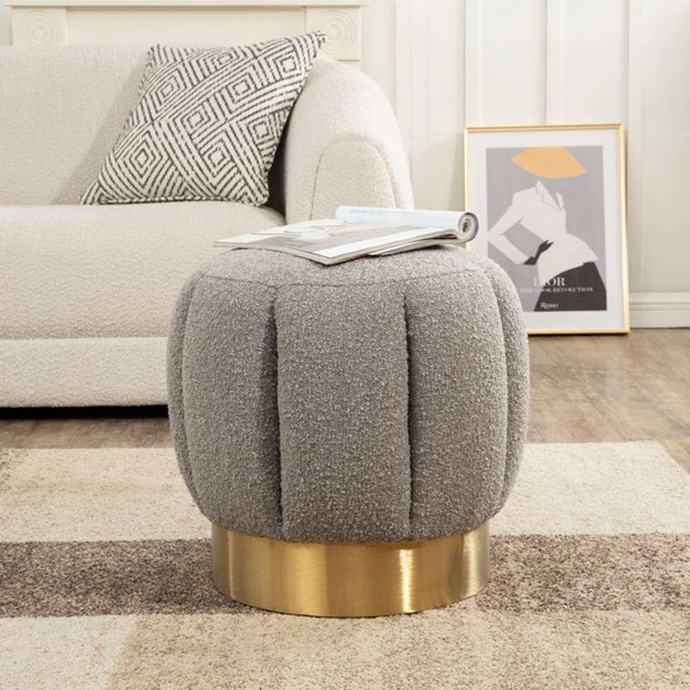 Safavieh - Couture - Maxine Channel Tufted Ottoman - Light Grey - Gold - SFV4707N veiw 2