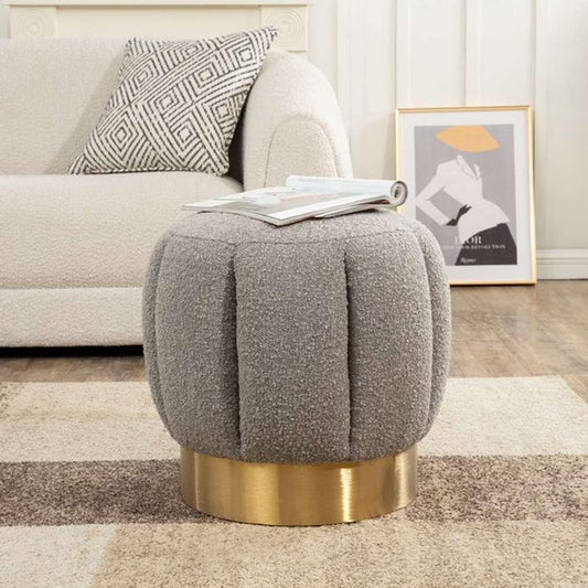 Safavieh - Couture - Maxine Channel Tufted Ottoman - Light Grey - Gold - SFV4707N veiw 2