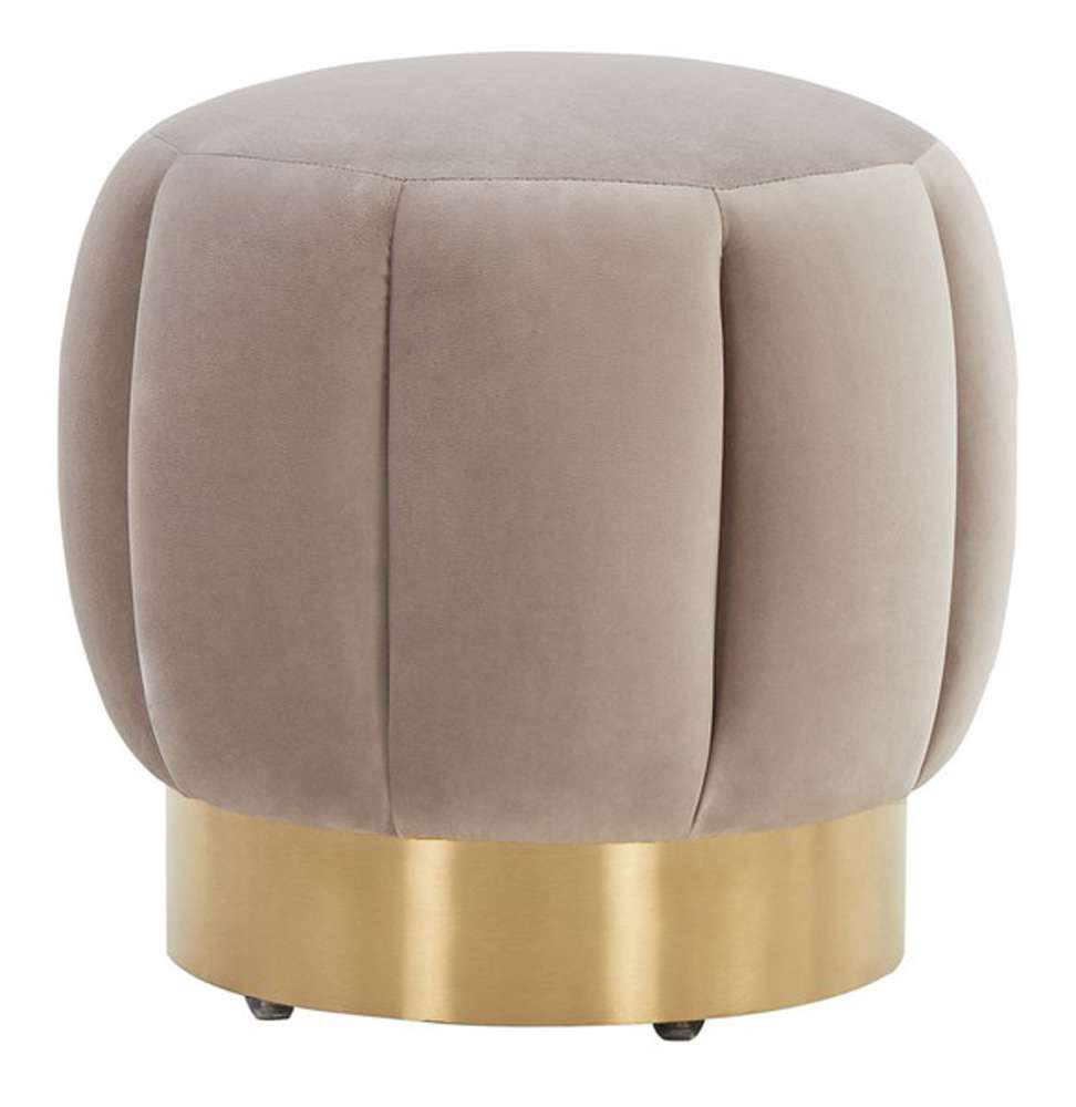 Safavieh - Couture - Maxine Channel Tufted Ottoman - Pale Taupe - Gold - SFV4707G veiw 1