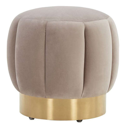 Safavieh - Couture - Maxine Channel Tufted Ottoman - Pale Taupe - Gold - SFV4707G veiw 1