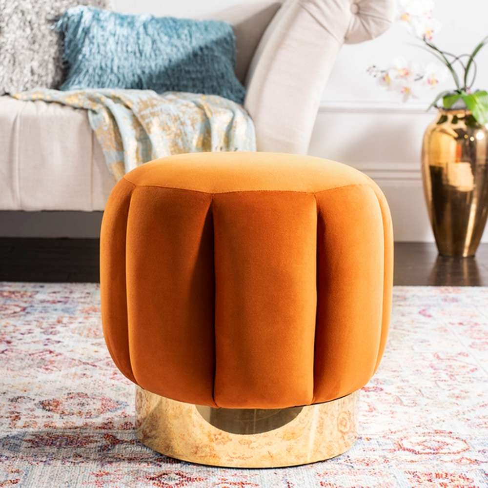 Safavieh - Couture - Maxine Channel Tufted Ottoman - Sienna - Gold - SFV4707E veiw 2