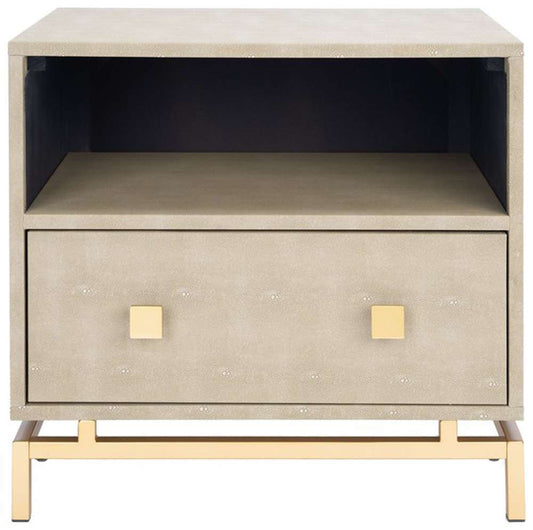 Safavieh - Meilana 1 Slf 1 Drw Nightstand - Light Taupe - Brass - NST6403A veiw 1