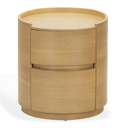 Safavieh - Melissa Round 2 Drawer Wood Nightstand / Greige Oak - SFV2245A view 1