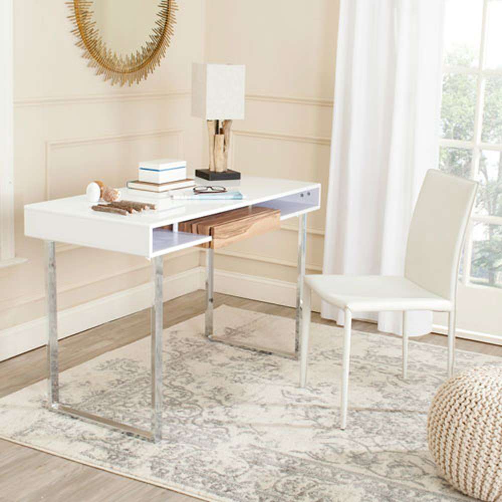 Safavieh - Metropolitan Computer Desk - White - Chrome - FOX2203A veiw 2