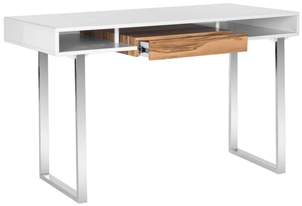Safavieh - Metropolitan Computer Desk - White - Chrome - FOX2203A veiw 3
