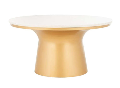 Safavieh - Mila Pedestal Coffee Table - White - Brass - COF7200A veiw 1