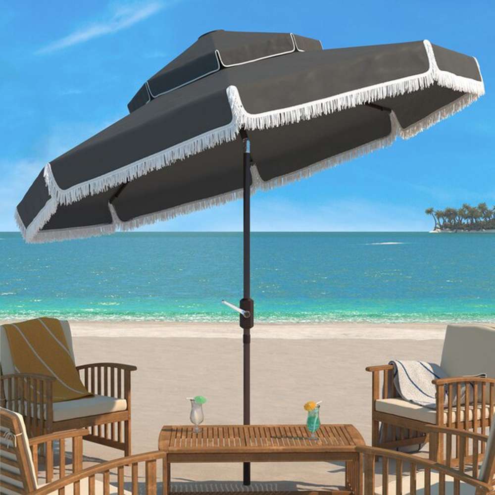 Safavieh - Milan  9Ft Double Top Umbrella - Grey - PAT8208B veiw 2