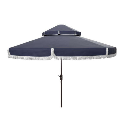 Safavieh - Milan  9Ft Double Top Umbrella - Navy - White - PAT8208A veiw 1