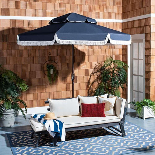 Safavieh - Milan  9Ft Double Top Umbrella - Navy - White - PAT8208A veiw 2