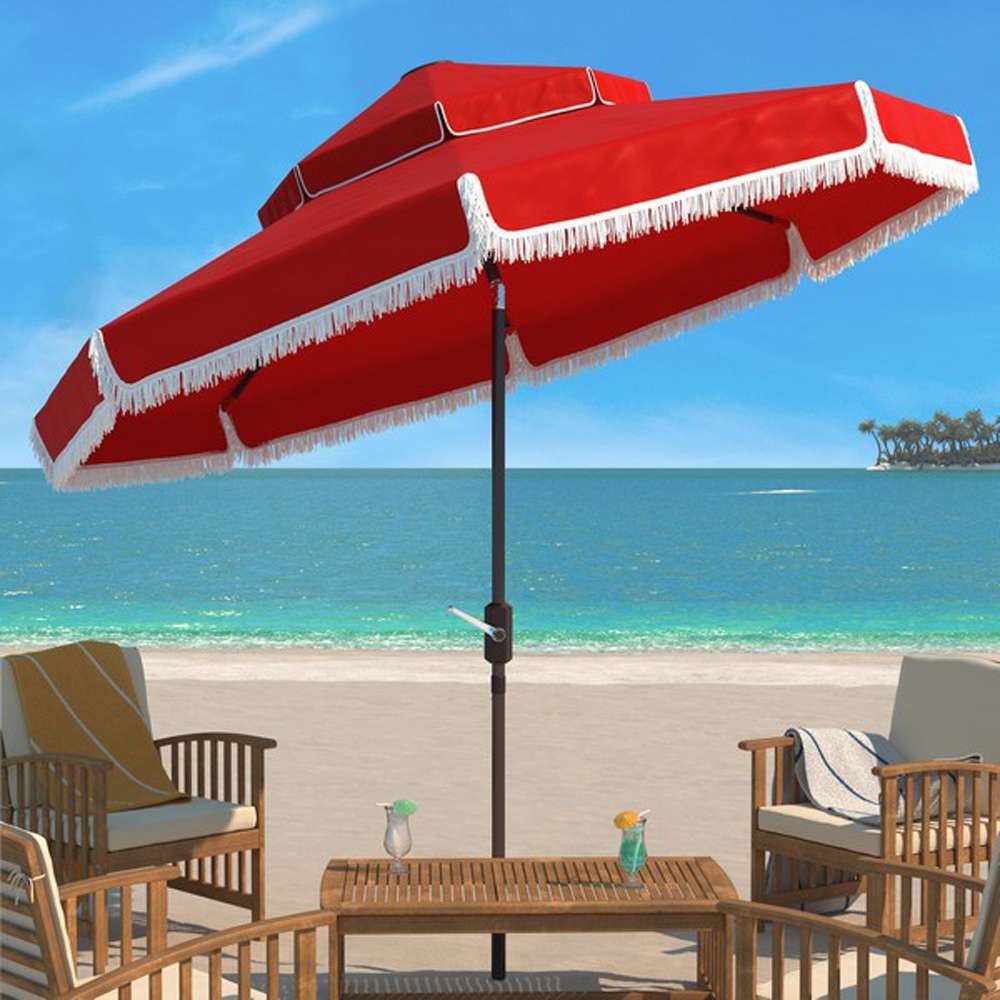 Safavieh - Milan  9Ft Double Top Umbrella - Red - PAT8208E veiw 2