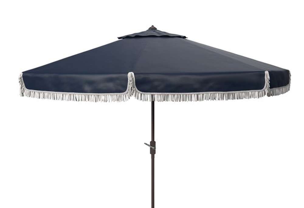 Safavieh - Milan Fringe 11Ft Umbrella - Navy - White - PAT8108A veiw 1