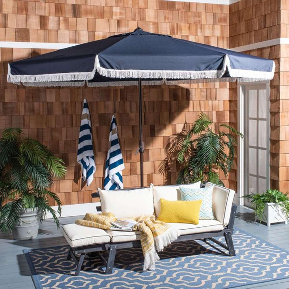 Safavieh - Milan Fringe 11Ft Umbrella - Navy - White - PAT8108A veiw 2