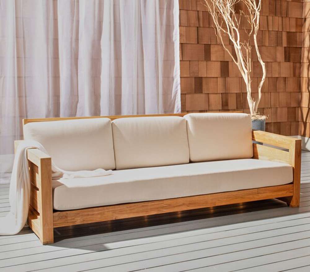Safavieh - Couture - Molokai Teak Patio Sofa - Natural - Beige - CPT1044A veiw 2