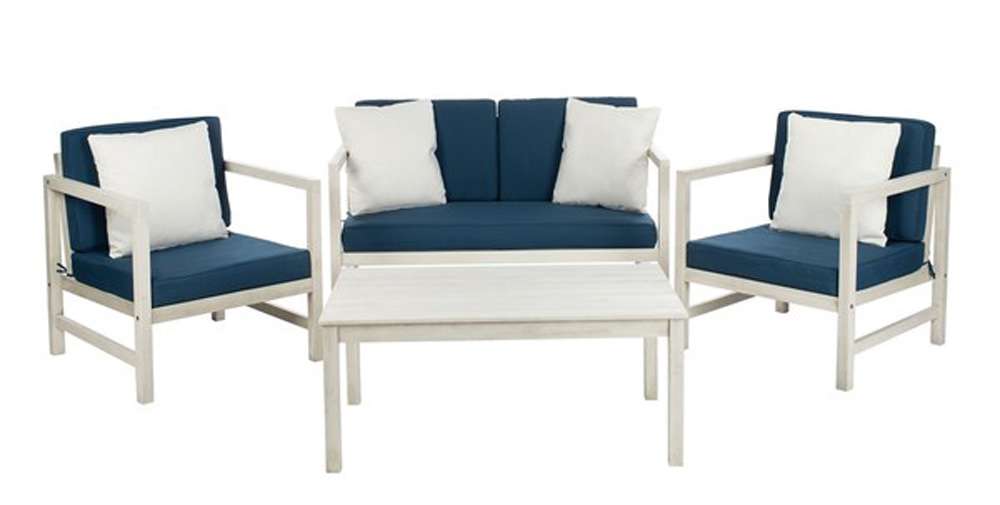 Safavieh - Montez 4 Piece Set - White - Nvy+Solid Plw - PAT7030D veiw 1