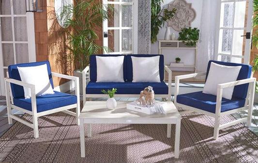 Safavieh - Montez 4 Piece Set - White - Nvy+Solid Plw - PAT7030D veiw 2